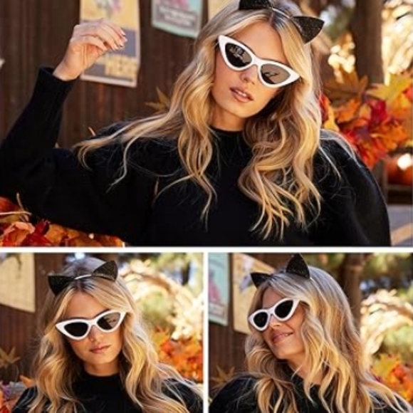 Vintage Narrow Cat Eye Sunglasses Clout Goggles SJ2044 White main image 4